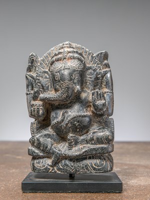 Lot 354 - A SEATED STONE GANESHA, INDIA, 18TH TO 19TH CENTURY