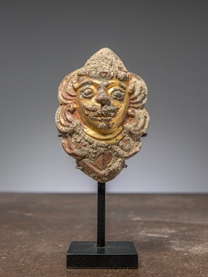 Lot 364 - A GILT BRONZE MASK, NORTH INDIA, 12TH CENTURY, HIMACHAL PRADESH