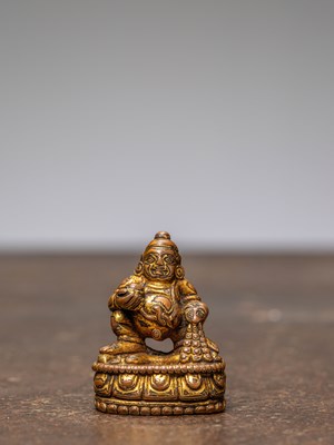 Lot 291 - A STANDING BRONZE GILT JAMBHALA, TIBET, 15TH CENTURY
