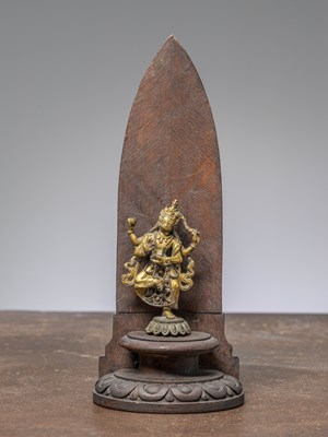 Lot 292 - A STANDING GILT BRONZE DAKINI WITH SILVER WORK, TIBET, 18TH CENTURY