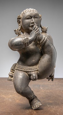 Lot 331 - A LARGE BRONZE FIGURE OF KRISHNA AS THE DIVINE CHILD, INDIA 18TH CENTURY