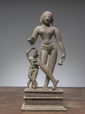 Lot 337 - A STANDING KRISHNA AND BALARAMA SCULPTURE, INDIA ORISSA, 19TH CENTURY