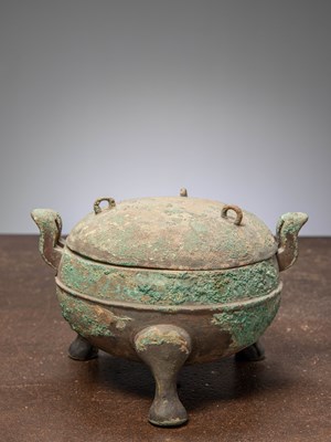 Lot 87 - (R) A TYPE DING SACRED BRONZE VESSEL, HAN DYNASTY, CHINA, 206 BC–AD 220