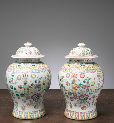 Lot 48 - (R) A PAIR OF CHINESE DOUCAI PORCELAINE JARS AND COVERS, CHINA 19TH CENTURY