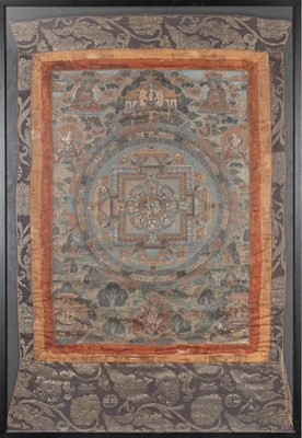 Lot 256 - (R) A FRAMED THANGKA, TIBET OR NEPAL, 19TH CENTURY, WITH PIGMENTS ON CLOTH