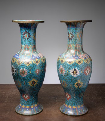 Lot 61 - (R) A PAIR LARGE CLOISSONNE VASES, CHINA 18TH CENTURY