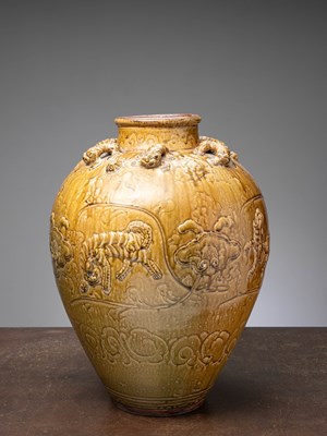 Lot 163 - (R) A LARGE MARTABABN STORAGE VASE, SOUTH CHINA, 15TH TO 16TH CENTURY