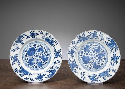 Lot 145 - (R) A PAIR BLUE AND WHITE PORCELAIN PLATES, CHINA, KANGXI , 1700