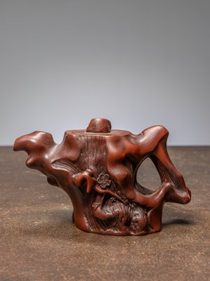 Lot 105 - (R) YIXING TEA POT, SHAPE OF A ROOT, LATE QING DYNASTY, CHINA 1900