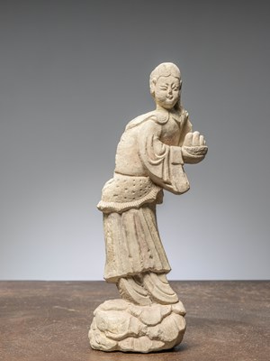 Lot 140 - (R) A CHINESE ADORANT, LIMESTONE, SUNG DYNASTY, 12TH TO 13TH CENTURY