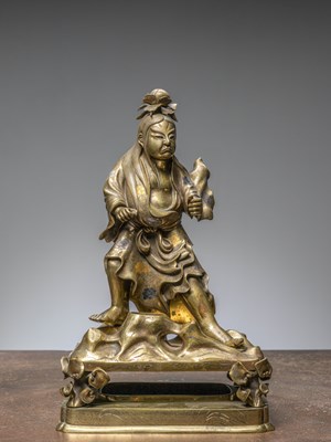 Lot 455 - (R) BRONZE FOREST DEITY, WITH GOLD AND COPPER INLAYS, JAPAN, 19TH CENTURY