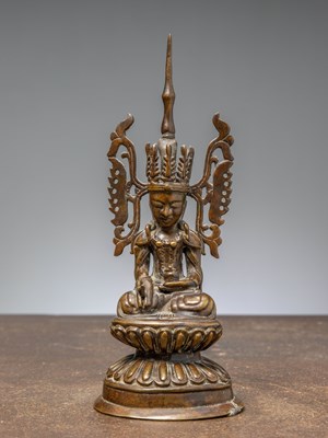 Lot 400 - (R) A BRONZE JAMBUPATI BUDDHA, BURMA AVA-PERIOD, 17TH / 18TH CENTURY