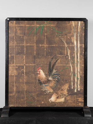 Lot 464 - (R) JAPANESE TABLE SCREEN (TSUITATE), PAINTING ON PAPER WITH GOLD LEAF, EDO PERIOD