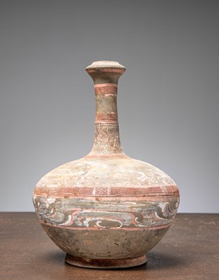 Lot 22 - (R) A CHINESE POTTERY TOMB VASE, PAINTED EARTHENWARE, HAN DYNASTY (206 BC–220 AD)