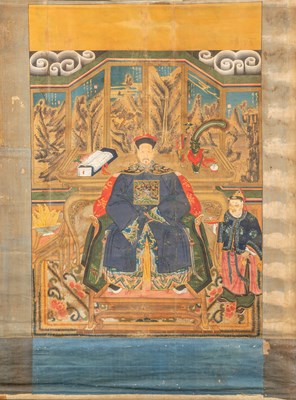 Lot 196 - (R) A CHINESE ANCESTOR PAINTING, 19TH CENTURY, QING DYNASTY