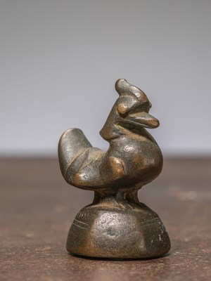 Lot 392 - A BRONZE OPIUM WEIGHT IN THE FORM OF A HINTHA, (MYTHICAL BIRD)