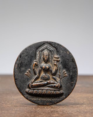 Lot 341 - A TSA TSA MOULD DEPICTING PRAYNAPARAMITA, WEST-TIBET 11TH CENTURY