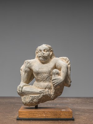 Lot 2 - A GREY SCHIST GANDHARA STATUE DEPICTING AN ATLAS AFGHANISTAN $TH CENTURY