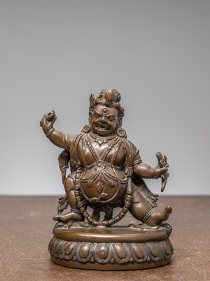 Lot 257 - AN EXTREMELY RARE BRONZE OF GURU DRAGPOCHE, TIBET, 15TH CENTURY