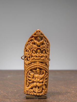 Lot 220 - A VERY FINE BONE CARVIN DEPICTING CHAKRASAMVARA, TIBET, 13TH CENTURY