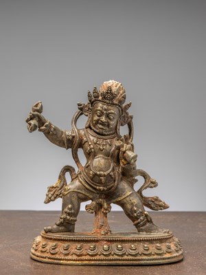 Lot 251 - A STANDING BRONZE STATUE OF VAJRAPANI, TIBET, 16TH CENTURY