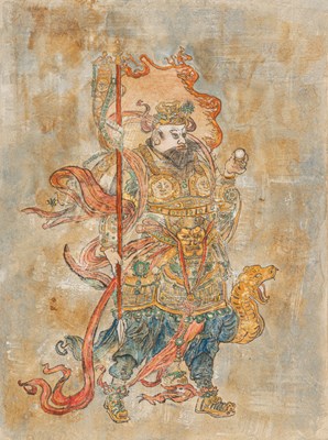 Lot 192 - A BUDDHIST GUARDIAN FIGURE PAINTING, CHINA, IN THE STYLE OF 10TH–12TH CENTURY