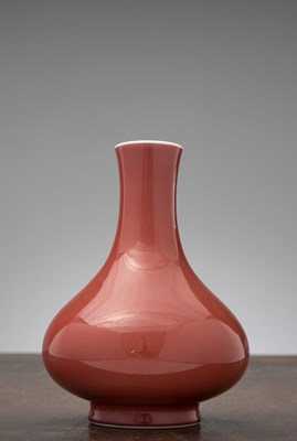 Lot 135 - A MONOCHROME IRON-RED GLAZED BALUSTER VASE, CHINA, QING DYNASTY