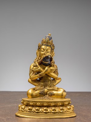 Lot 20 - A SEATED BRONZE GILT STATUE OF SITASAMVARA & CONSORT VAJRAVARAHI IN YAB YUM CHINA 18TH CENTURY