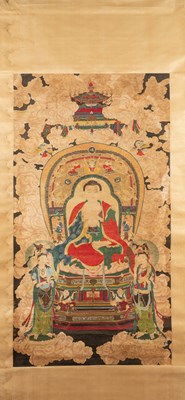 Lot 190 - A BUDDHIST PAINTING AFTER DUNHUANG BY ZHANG DAQIAN (1899–1983), CHINA