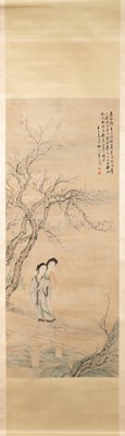 Lot 185 - A CHINESE HANGING SCROLL DEPICTING TWO LADIES - WANG SU (1794-1877)