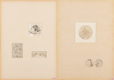 Lot 441 - (R) TWO PAGES WITH JAPANESE INK SKETCHES, EDO PERIOD
