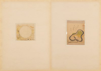 Lot 443 - (R) ALBUM PAGES WITH TWO JAPANESE WORKS ON PAPER, EDO PERIOD