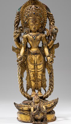 Lot 85 - LARGE STANDING VISHNU ON GARUDA