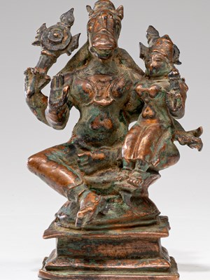 Lot 51 - RARE SCULPTURE OF KALKI AND PADMA