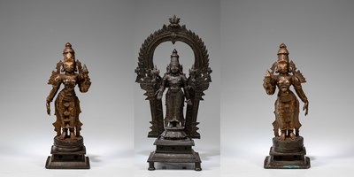 Lot 306 - LARGE VISHNU WITH SRI DEVI AND BHU DEVI