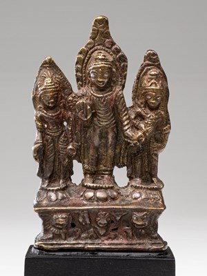 Lot 299 - STANDING BUDDHA WITH CONSORTS