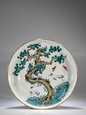 Lot 275 - PORCELAIN DISH WITH CRANES