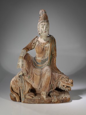 Lot 315 - LARGE GUANYIN ON LION