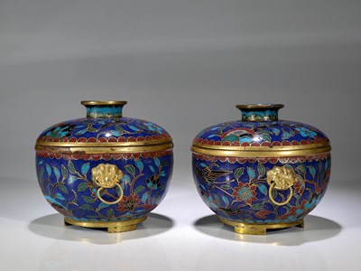 Lot 348 - PAIR OF CLOISONNE BOWLS WITH LID