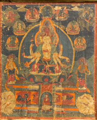 Lot 365 - THANGKA DEPICTING RARE FORM OF AVALOKITESHVARA