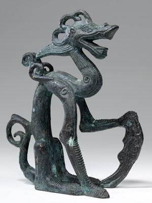 Lot 161 - CHINESE BRONZE DRAGON 20TH CENTURY