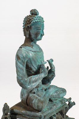 Lot 305 - SEATED GANDHARA STYLE BRONZE BUDDHA 1950'S