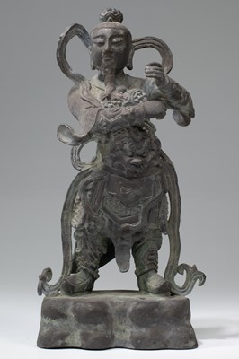 Lot 132 - STANDING CHINESE BRONZE WARRIOR 19TH CENTURY