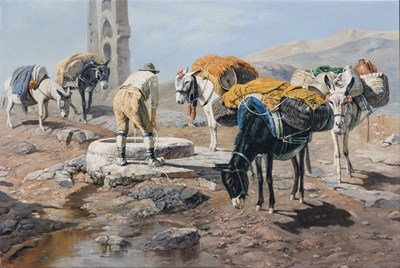 Lot 143 - Fuenf Esel am Brunnen - unbekannter Künstler