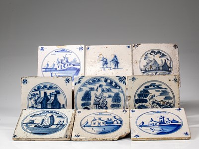 Lot 192 - NEUN WANDFLIESEN