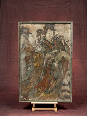 Lot 107 - STANDING GUANYJIN'S WALL PAINTING