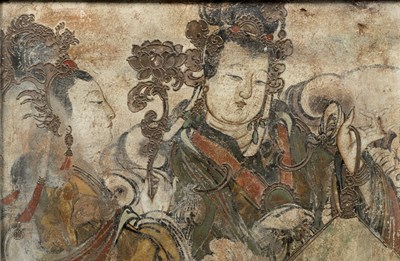 Lot 107 - STANDING GUANYJIN'S WALL PAINTING