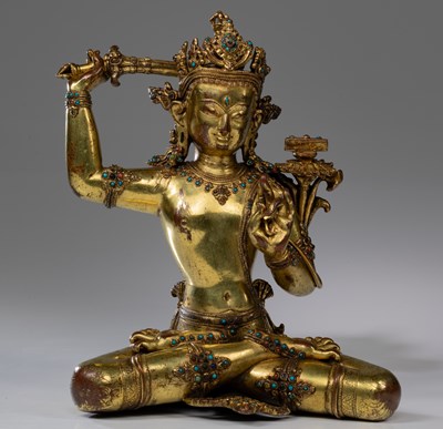 Lot 191 - SUPERBLY CAST GILT MANJUSRI