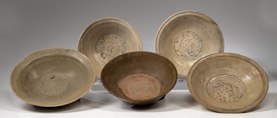 Lot 159 - (R) FIVE CELADON WARES
