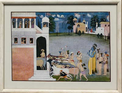 Lot 132 - DIVINE LORD KRISHNA WITH FRIENDS WITH COWS